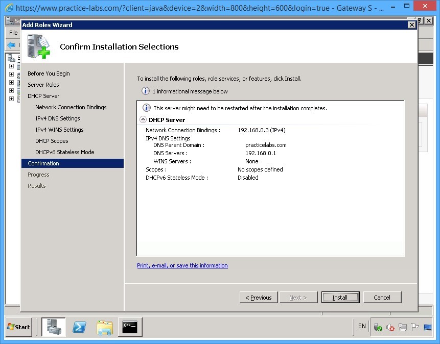 Practice Labs screenshot.